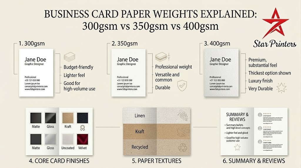 Business Card Paper Weights Explained: 300gsm vs 350gsm vs 400gsm