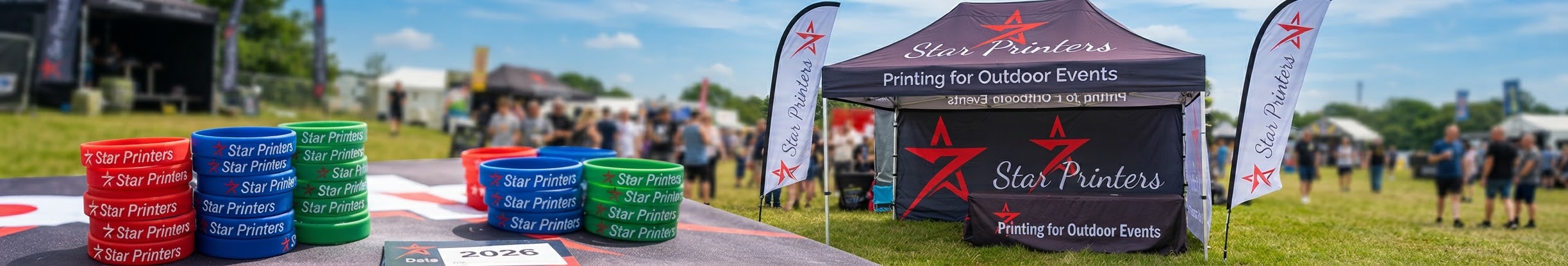 Printing for Outdoor Events: Wristbands, Beach Flags and Gazebo Branding